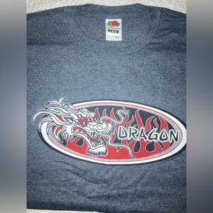 Vintage Fruit of the Loom Men's Dragon Tee - Gray and Red